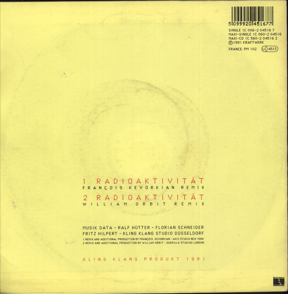 Kraftwerk Radioaktivitat (Remixes) UK 7" vinyl single (7 inch record / 45) 5099920451677