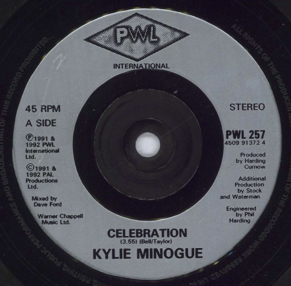 Kylie Minogue Celebration UK 7" vinyl single (7 inch record / 45) KYL07CE76286