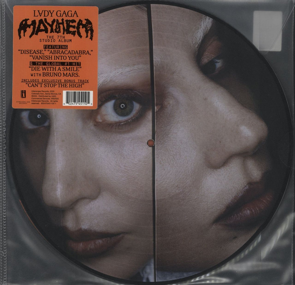 Lady Gaga Mayhem 162 - Exclusive Picture Disc + Autographed Artcard US picture disc LP (vinyl picture disc album) 602475451105-1