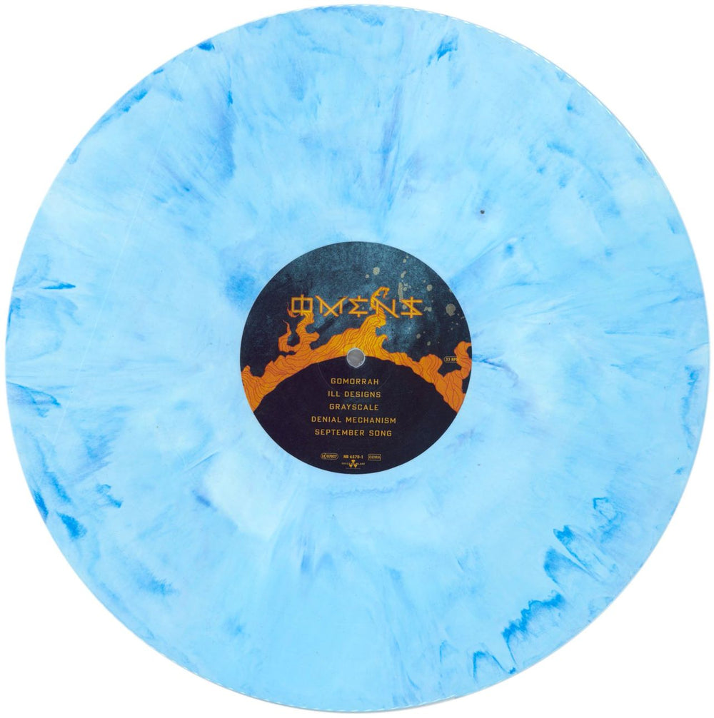Lamb Of God Omens - White & Blue Marbled Vinyl UK vinyl LP album (LP record) LGMLPOM857042