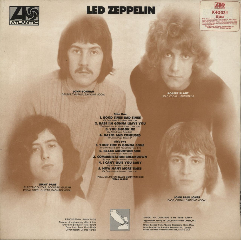 Led Zeppelin Led Zeppelin - 3rd - Transitional Stickered Sleeve + Head Hunters Inner UK vinyl LP album (LP record)