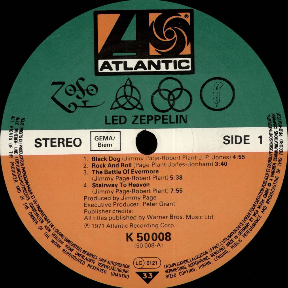 Led Zeppelin Led Zeppelin IV - 80s - EX German vinyl LP album (LP record) ZEPLPLE700754