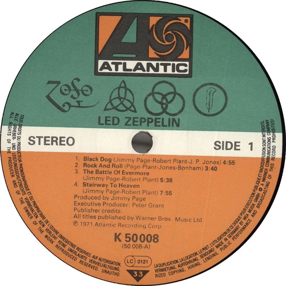 Led Zeppelin Led Zeppelin IV - 80s - EX German vinyl LP album (LP record) ZEPLPLE716048