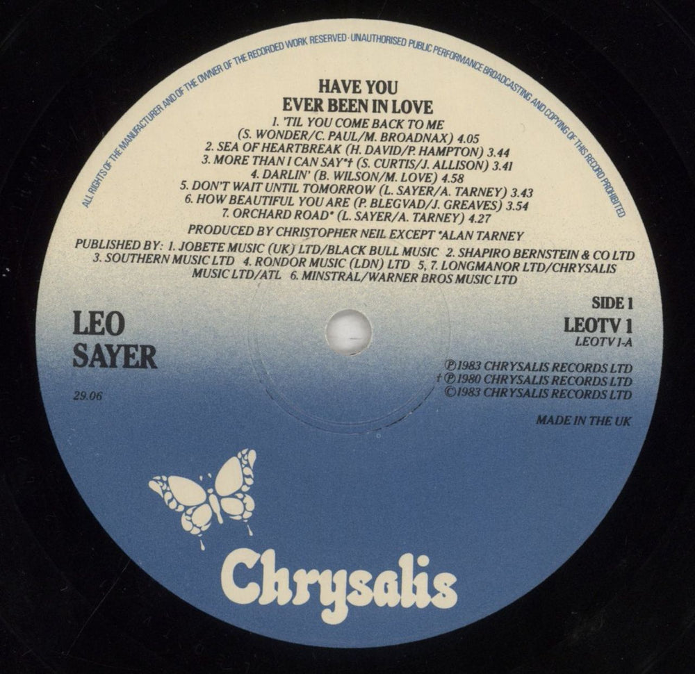 Leo Sayer Have You Ever Been In Love - stickered p/s UK vinyl LP album (LP record) LSYLPHA613662