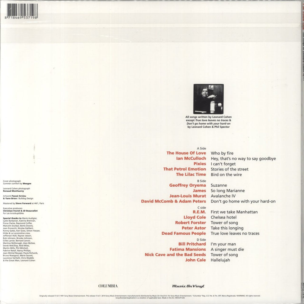 Leonard Cohen I'm Your Fan: The Songs Of Leonard Cohen - 180 Gram Vinyl UK 2-LP vinyl record set (Double LP Album) 8718469537198