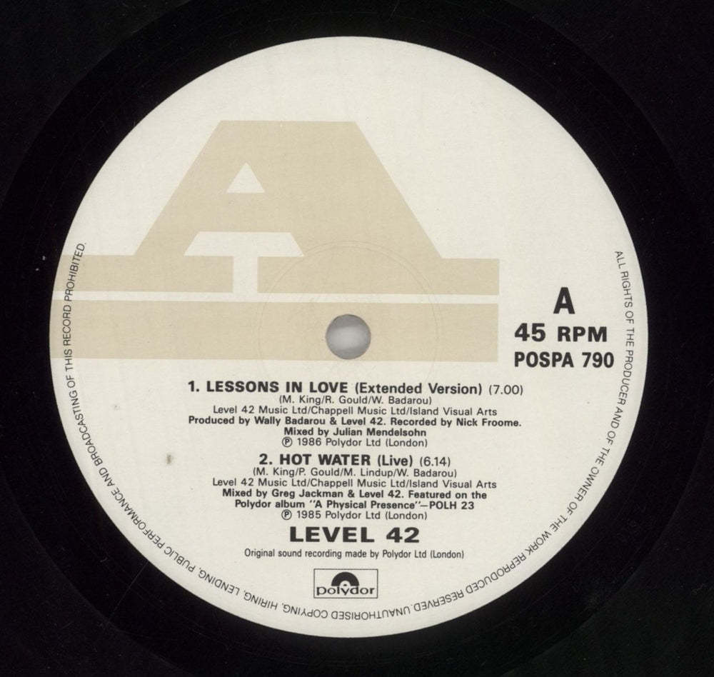 Level 42 Lessons In Love (Extended Version) UK 12" vinyl single (12 inch record / Maxi-single) L4212LE07734