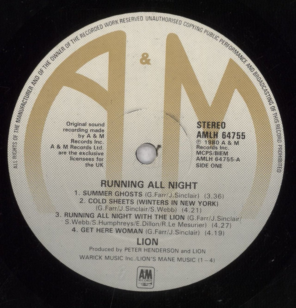 Lion Running All Night - Promo Stickered + Press Sheet UK Promo vinyl LP album (LP record) LYVLPRU846799