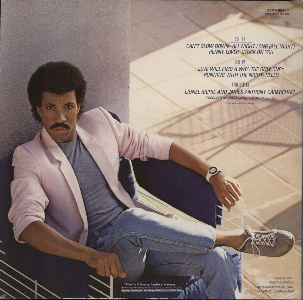 Lionel Richie Can't Slow Down UK vinyl LP album (LP record)