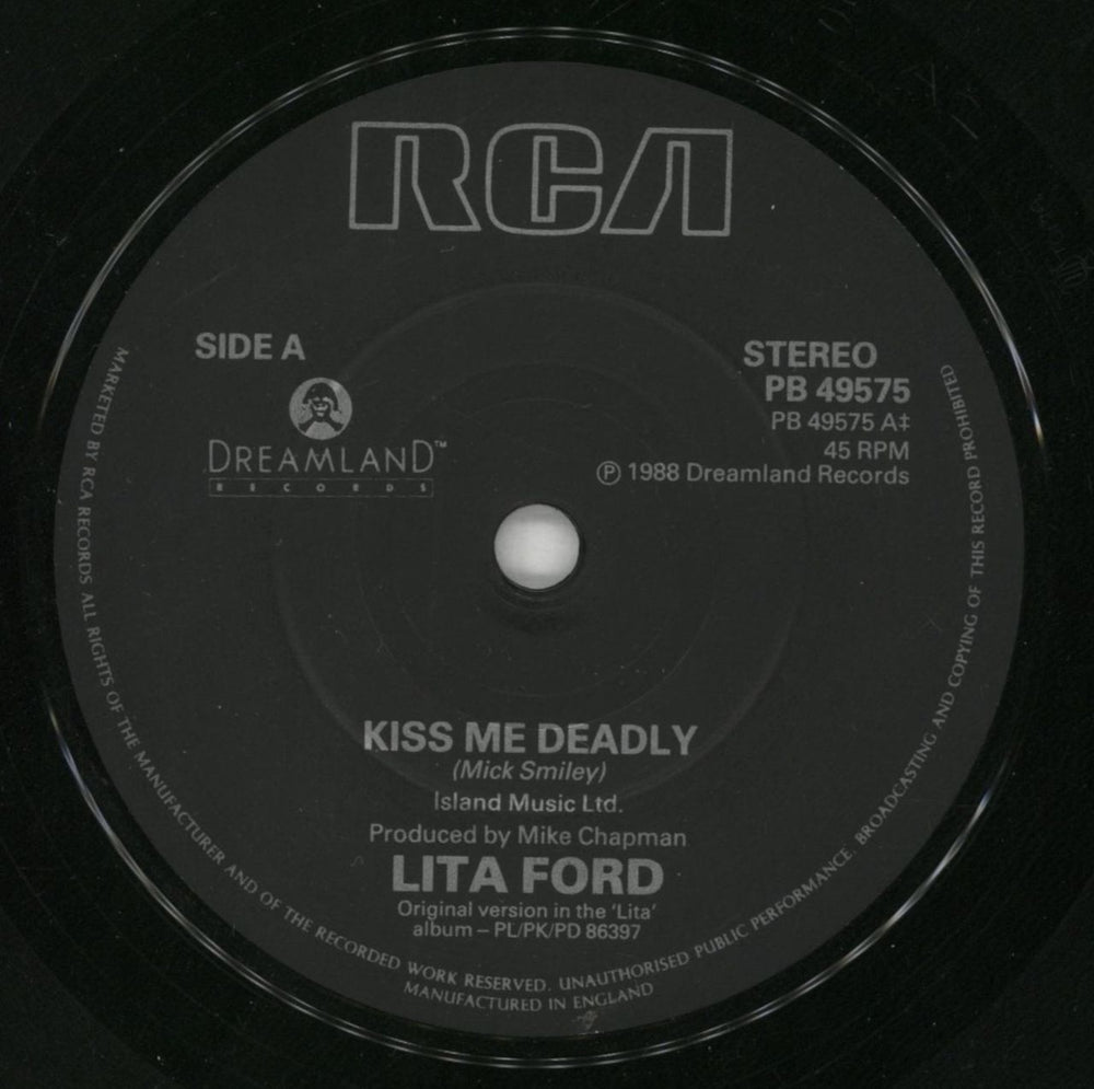 Lita Ford Kiss Me Deadly UK 7" vinyl single (7 inch record / 45) LTF07KI225193