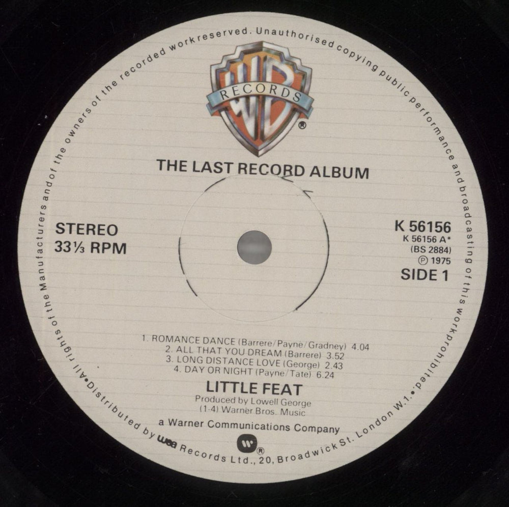 Little Feat The Last Record Album - Cream label UK vinyl LP album (LP record) LFELPTH674417