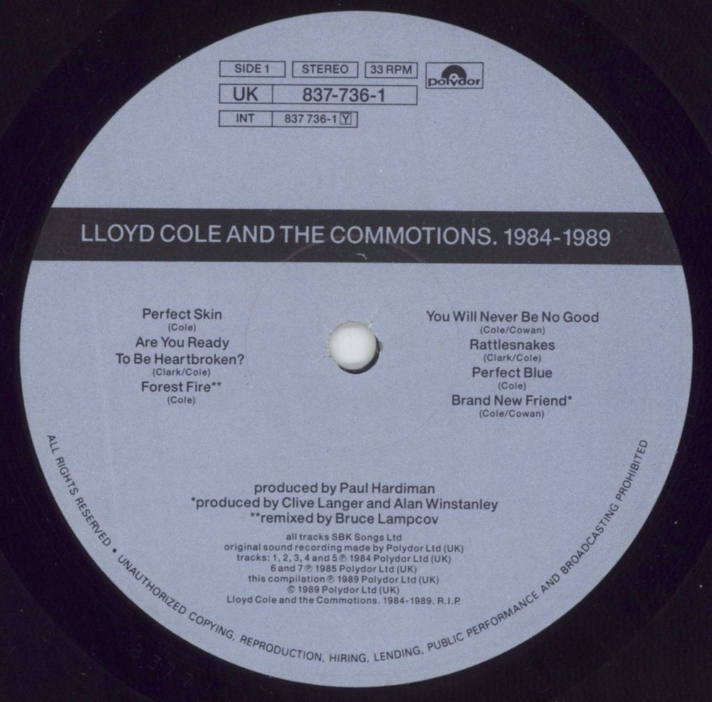 Lloyd Cole 1984-1989 (Nineteen..) - Stickered UK vinyl LP album (LP record) LLOLPNI245223