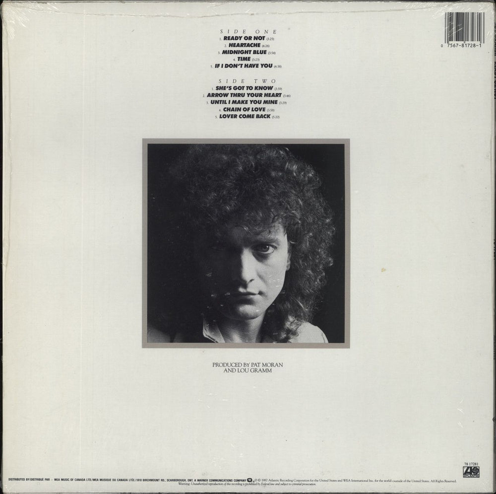 Lou Gramm Ready Or Not - Stickers - Open Shrink Canadian vinyl LP album (LP record) 075678172816