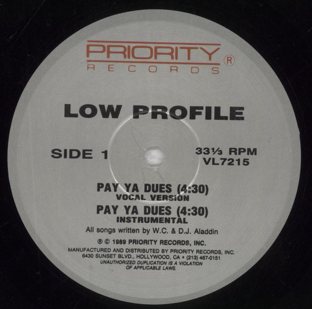 Low Profile Pay Ya Dues - shrink US 12" vinyl single (12 inch record / Maxi-single) 76712PA848139