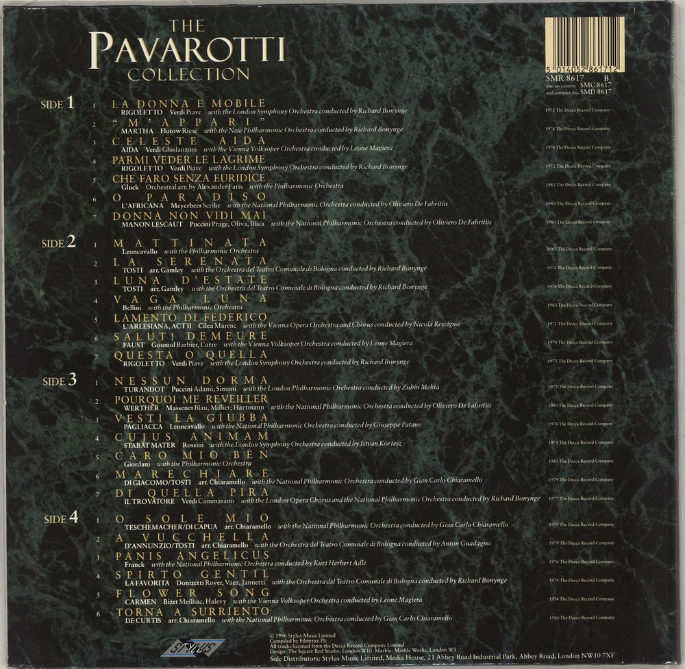 Luciano Pavarotti The Pavarotti Collection UK 2-LP vinyl record set (Double LP Album) 5014052861712