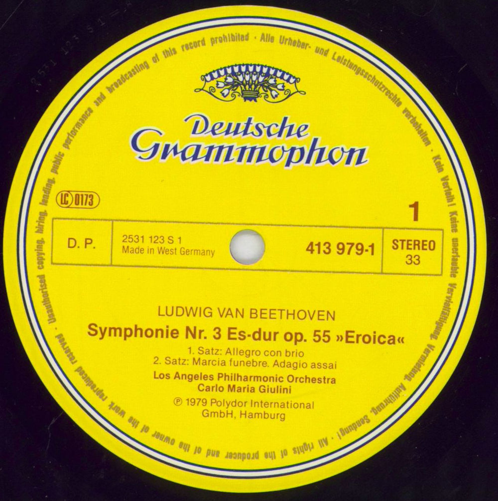 Ludwig Van Beethoven Beethoven: Symphonie No. 3 "Eroica" German vinyl LP album (LP record) LVBLPBE831029