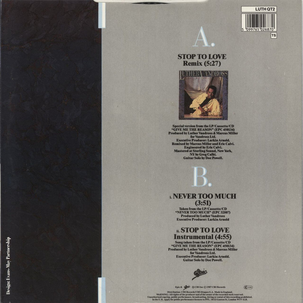 Luther Vandross Stop The Love UK 10" vinyl single (10 inch record) 5099765026870