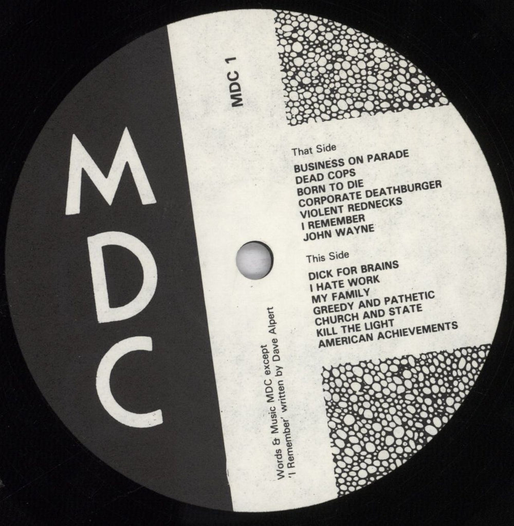 M.D.C. Millions Of Dead Cops US vinyl LP album (LP record) QBFLPMI835668