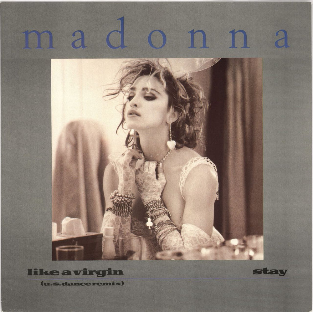 Madonna Like A Virgin - White catalogue number UK 12" vinyl single (12 inch record / Maxi-single) W9210T