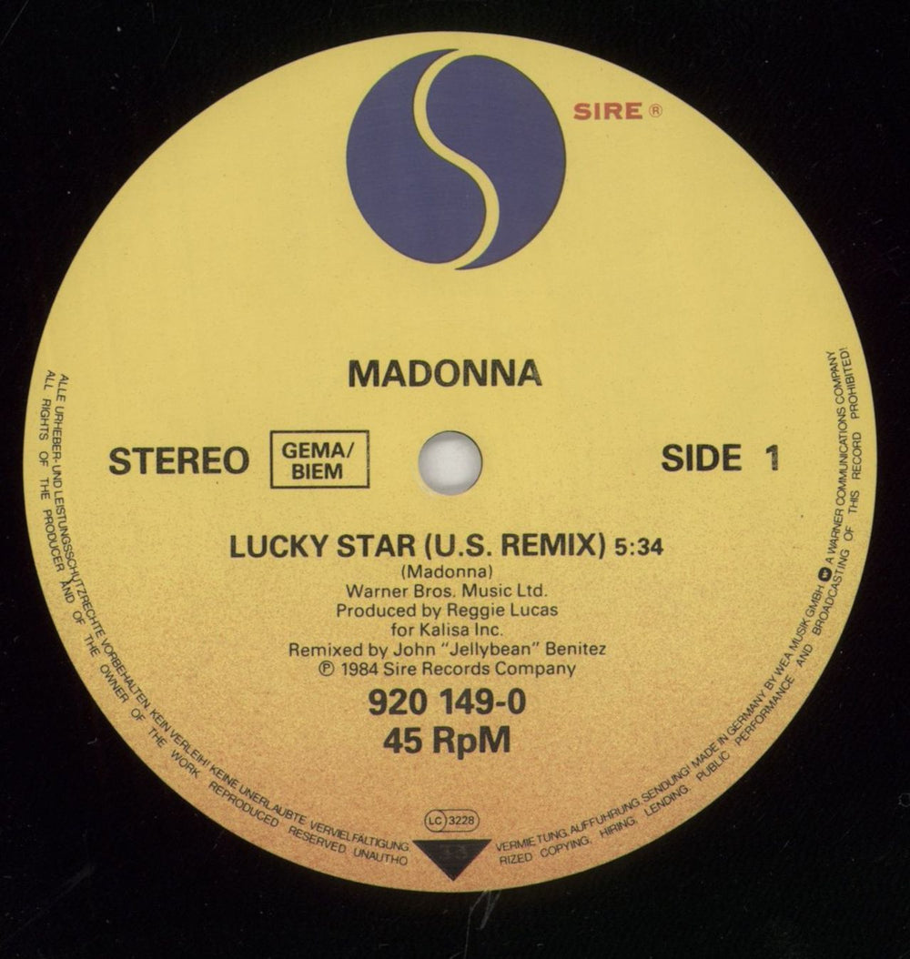 Madonna Lucky Star - EX German 12" vinyl single (12 inch record / Maxi-single) MAD12LU680050