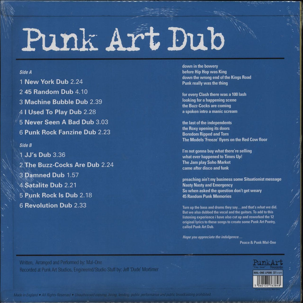 MAL-ONE Punk Art Dub UK vinyl LP album (LP record) 5060135763848