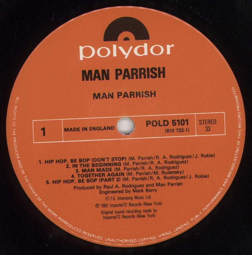 Man Parrish Man Parrish UK vinyl LP album (LP record) PRRLPMA736371