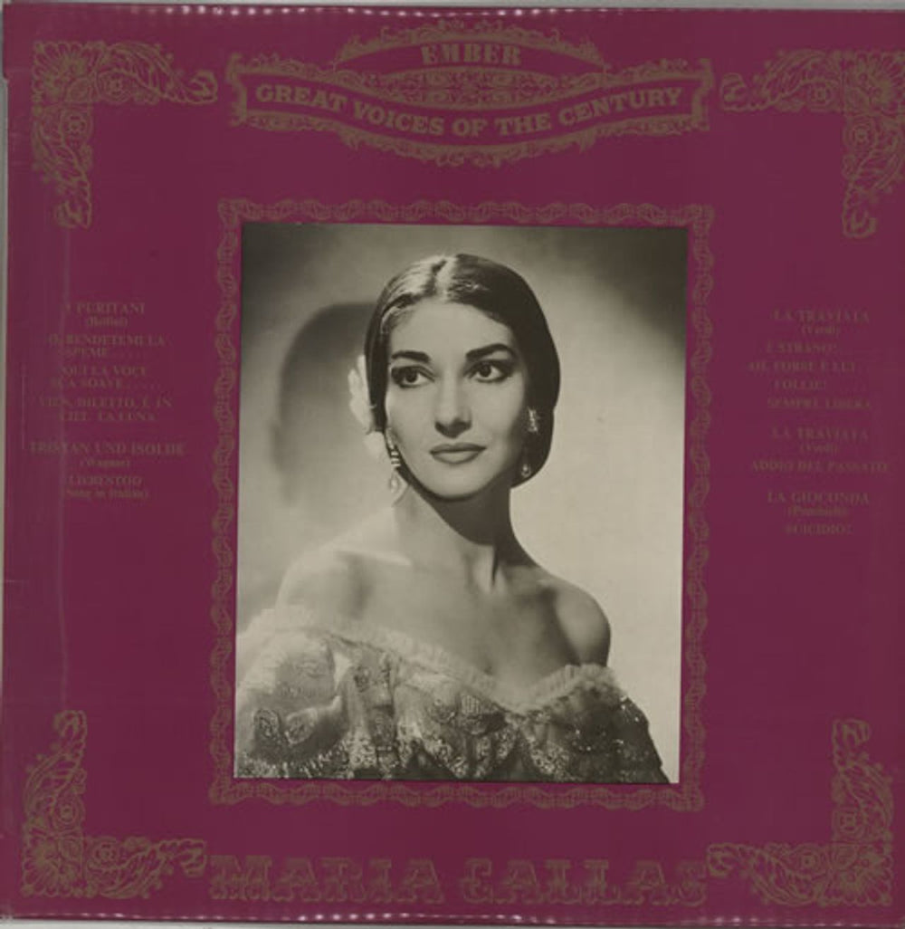 Maria Callas Maria Callas UK vinyl LP album (LP record) GVC16