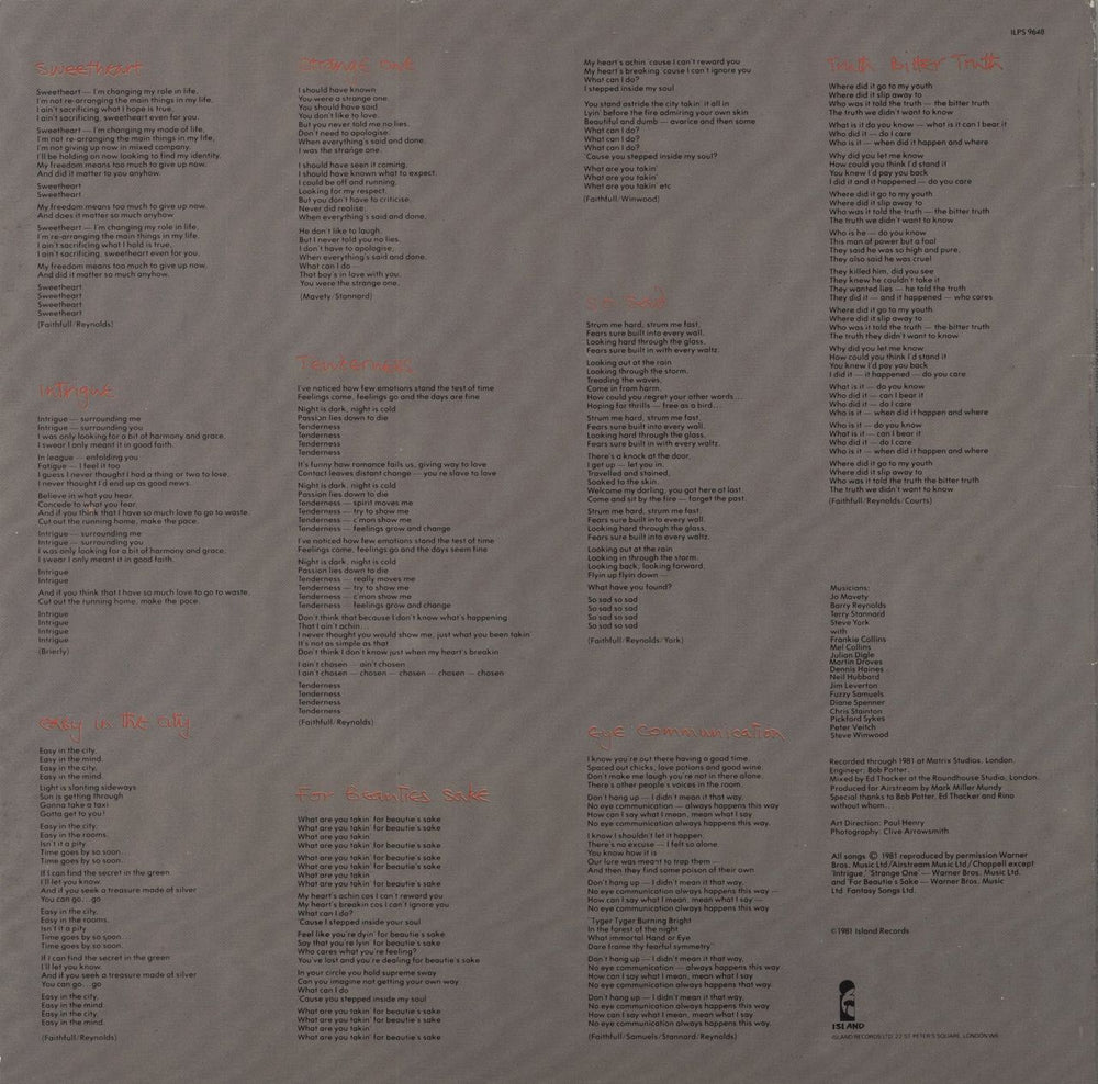 Marianne Faithfull Dangerous Acquaintances UK vinyl LP album (LP record)