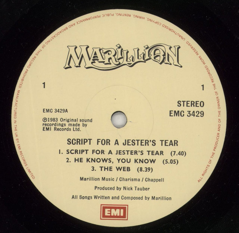 Marillion Script For A Jester's Tear - Autographed UK vinyl LP album (LP record) MARLPSC525570