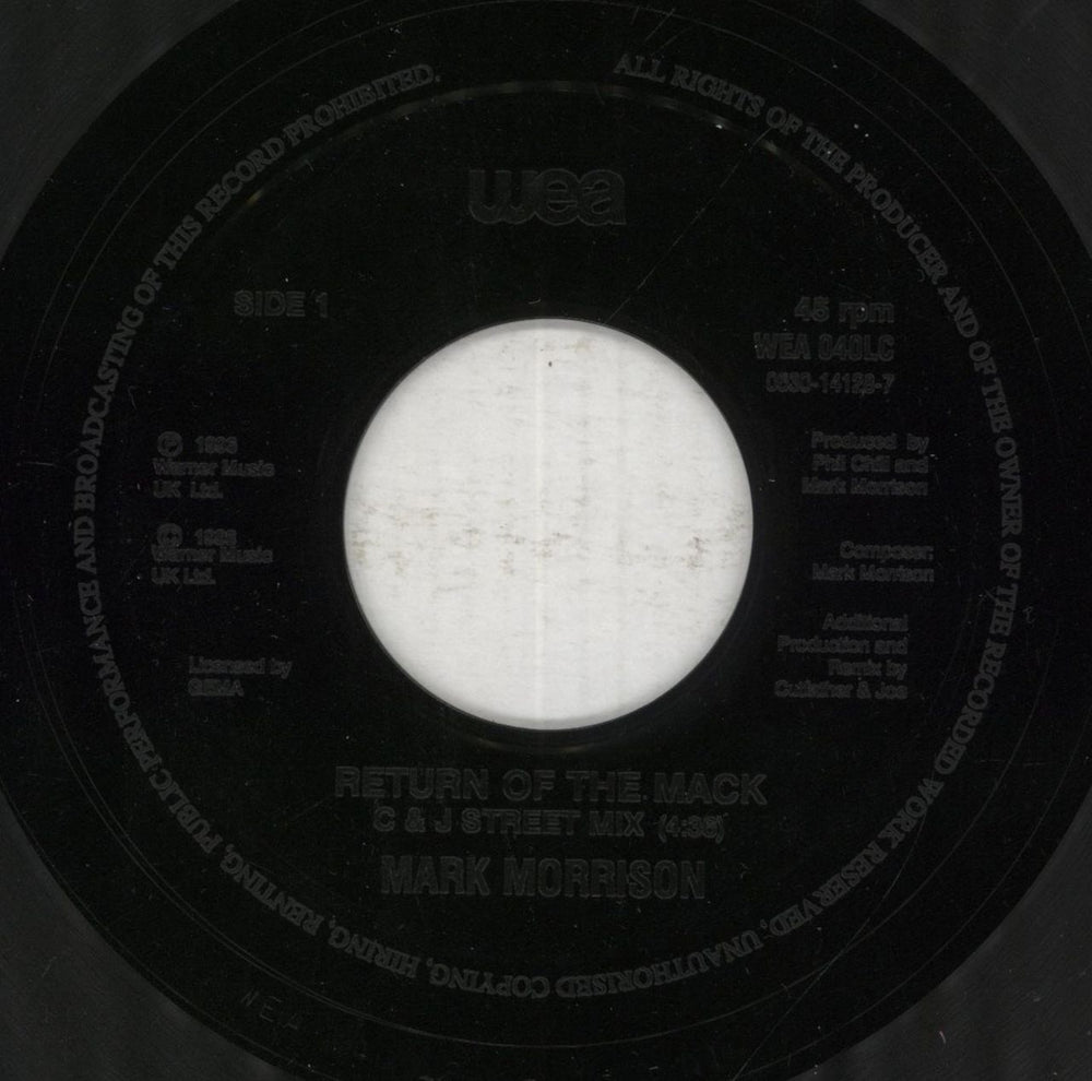 Mark Morrison Return Of The Mack UK 7" vinyl single (7 inch record / 45) MMS07RE855240