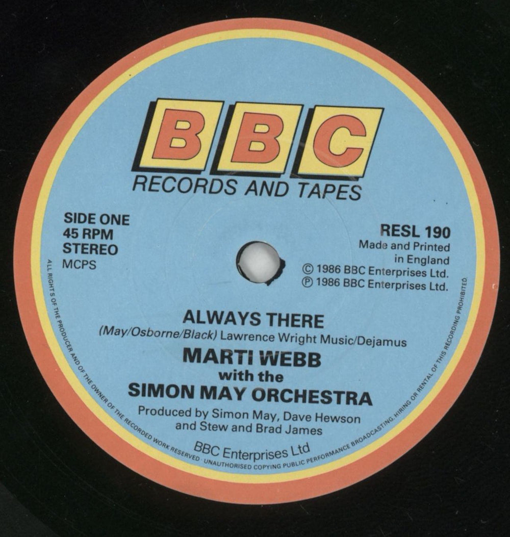 Marti Webb Always There UK 7" vinyl single (7 inch record / 45) MWB07AL628548