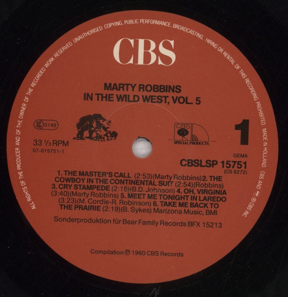 Marty Robbins In The Wild West Part 5 German vinyl LP album (LP record) M/RLPIN848323