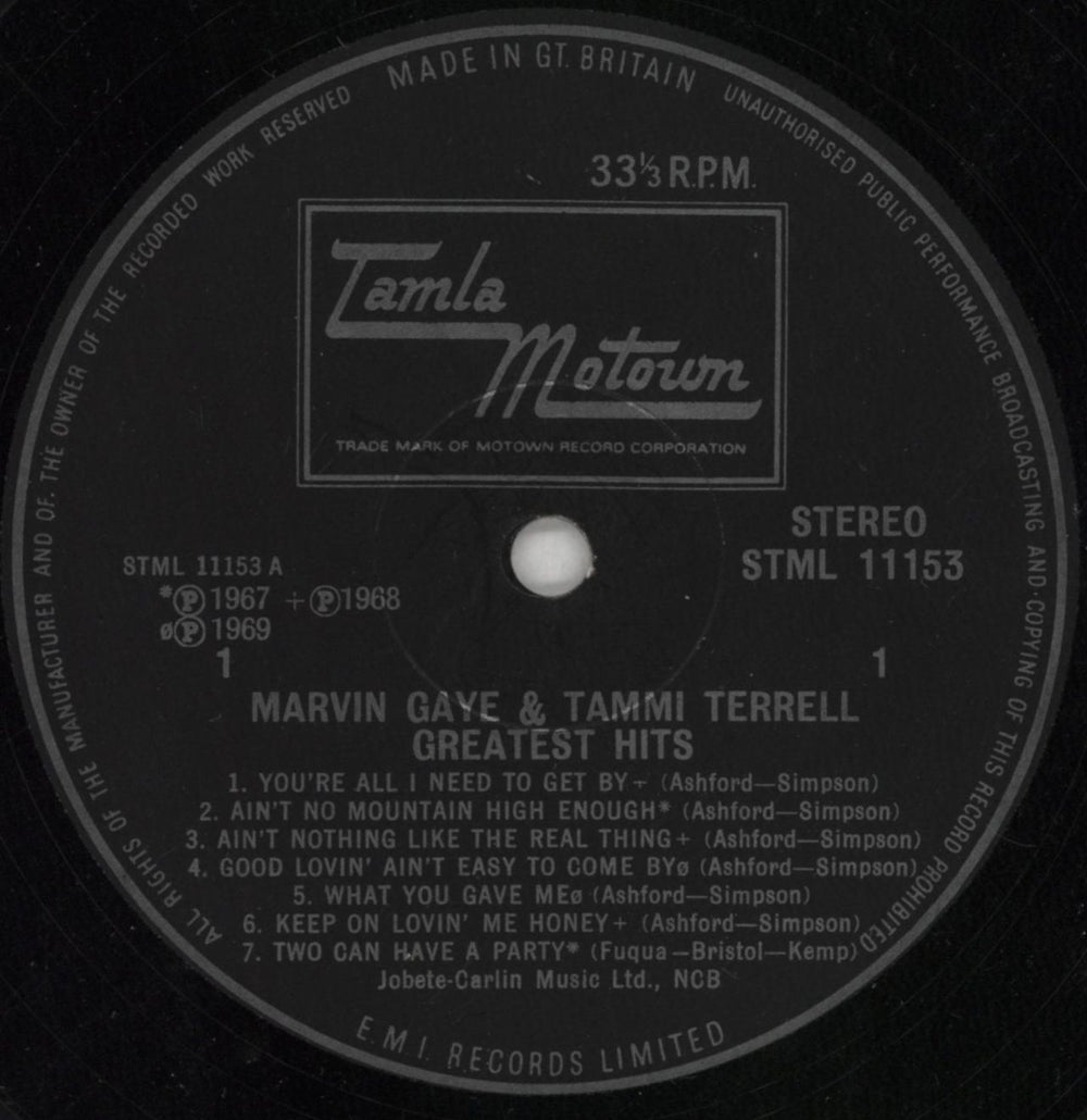 Marvin Gaye & Tammi Terrell Greatest Hits - VG UK vinyl LP album (LP record) M92LPGR849453