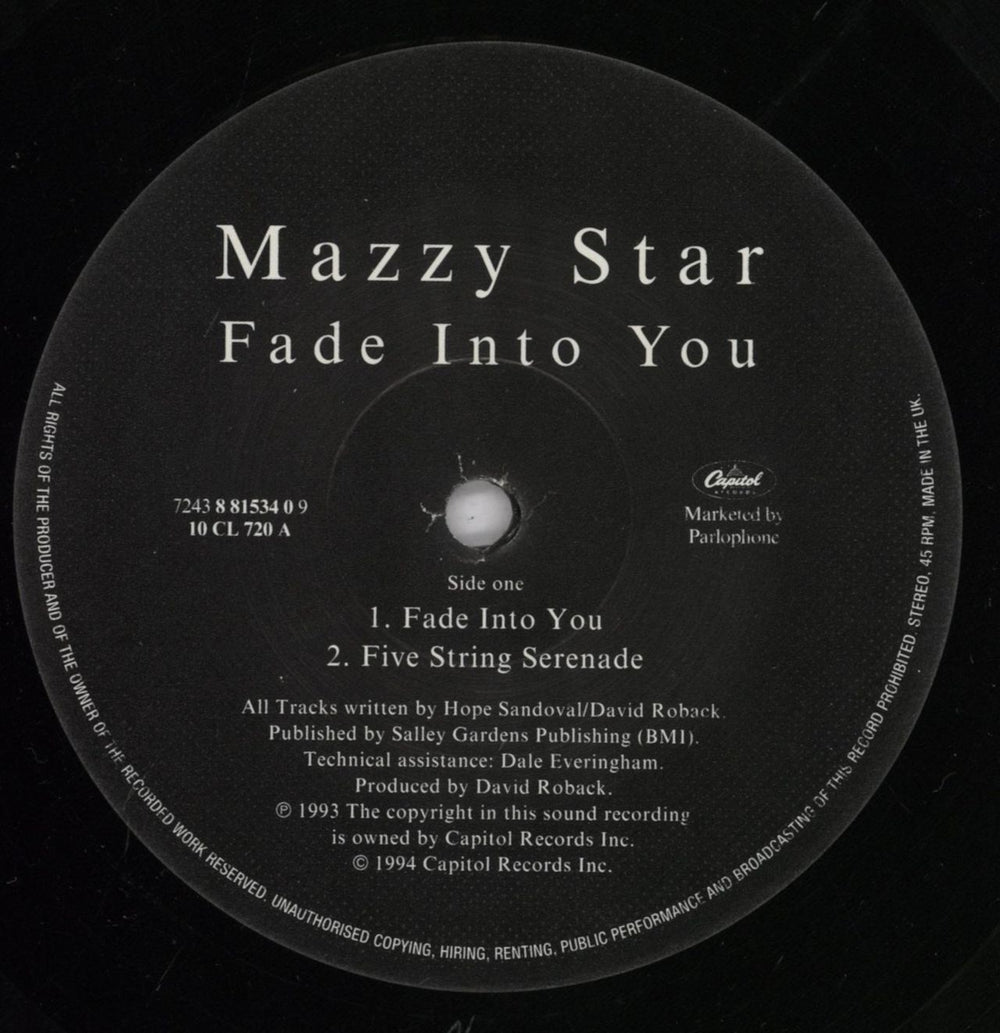 Mazzy Star Fade Into You - Numbered - EX UK 10" vinyl single (10 inch record) MZZ10FA734263