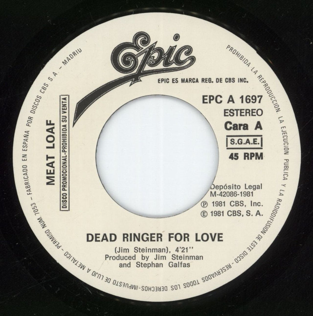Meat Loaf Dead Ringer For Love Spanish Promo 7" vinyl single (7 inch record / 45) MEA07DE879849