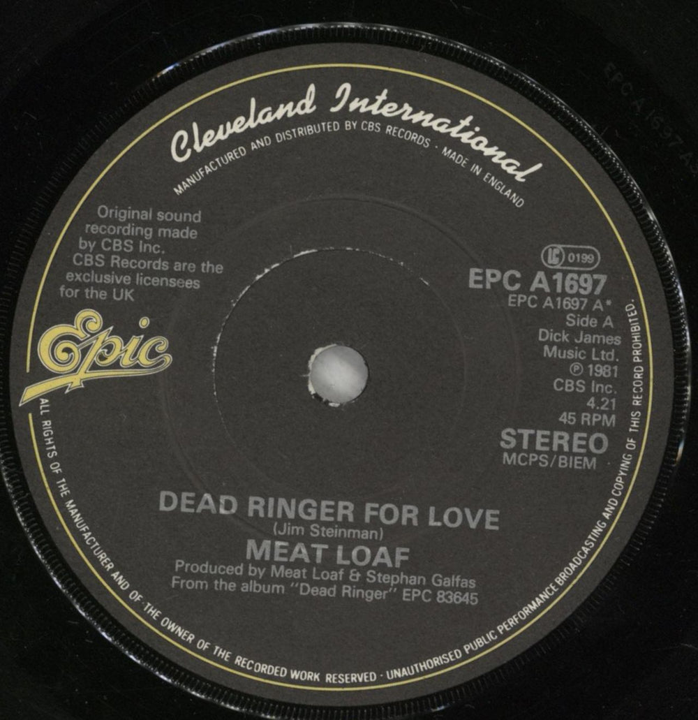 Meat Loaf Dead Ringer For Love UK 7" vinyl single (7 inch record / 45) MEA07DE589090