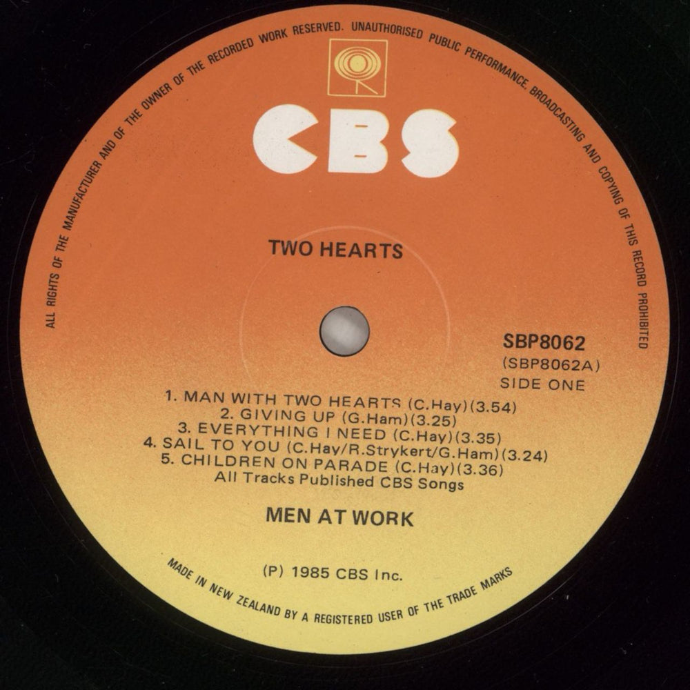 Men At Work Two Hearts New Zealand vinyl LP album (LP record) MENLPTW877343