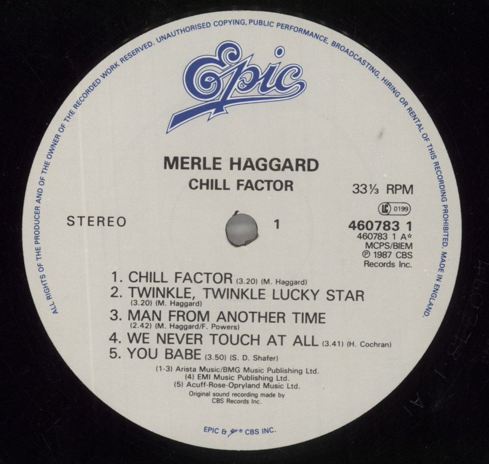 Merle Haggard Chill Factor UK vinyl LP album (LP record) MBJLPCH858661