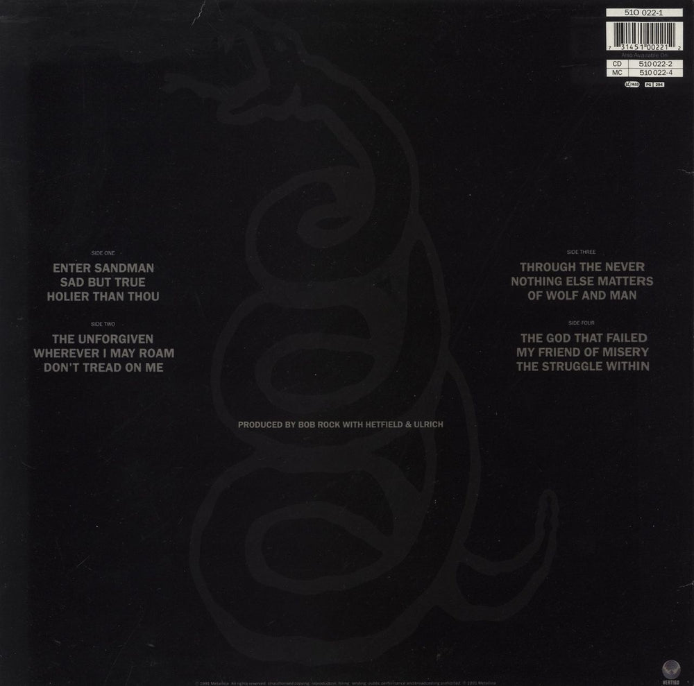 Metallica Metallica UK 2-LP vinyl record set (Double LP Album) 731451002212