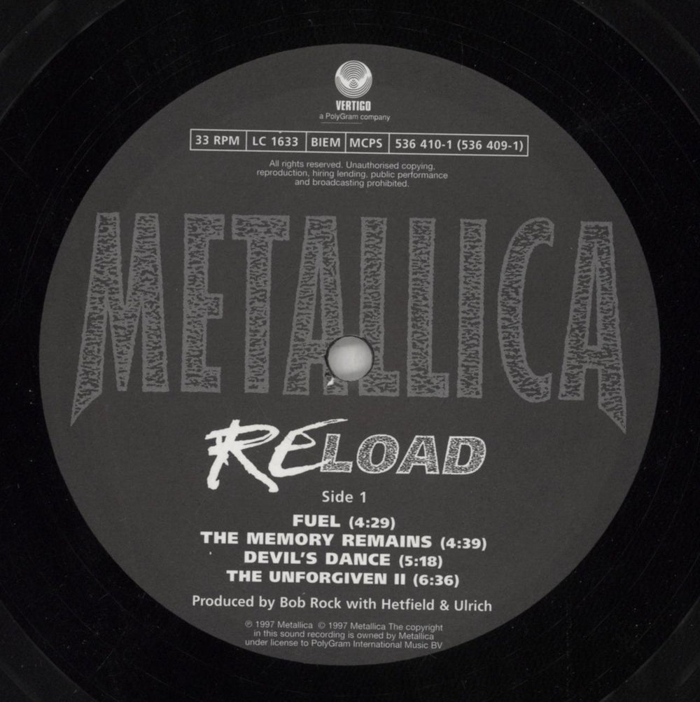 Metallica Reload UK 2-LP vinyl record set (Double LP Album) MET2LRE596905