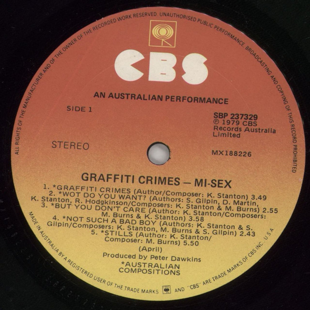 Mi-Sex Grafitti Crimes - 1st Australian vinyl LP album (LP record) NN-LPGR709776