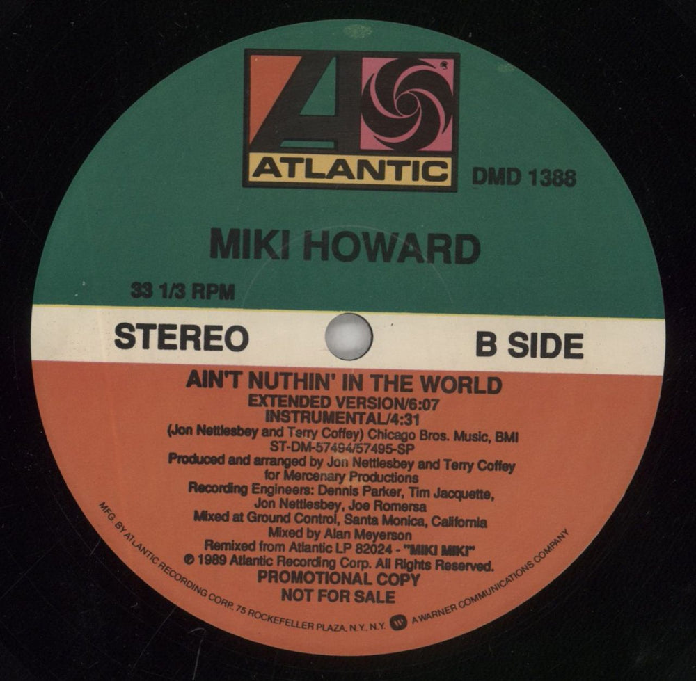 Miki Howard Ain't Nuthin' In The World US Promo 12" vinyl single (12 inch record / Maxi-single)