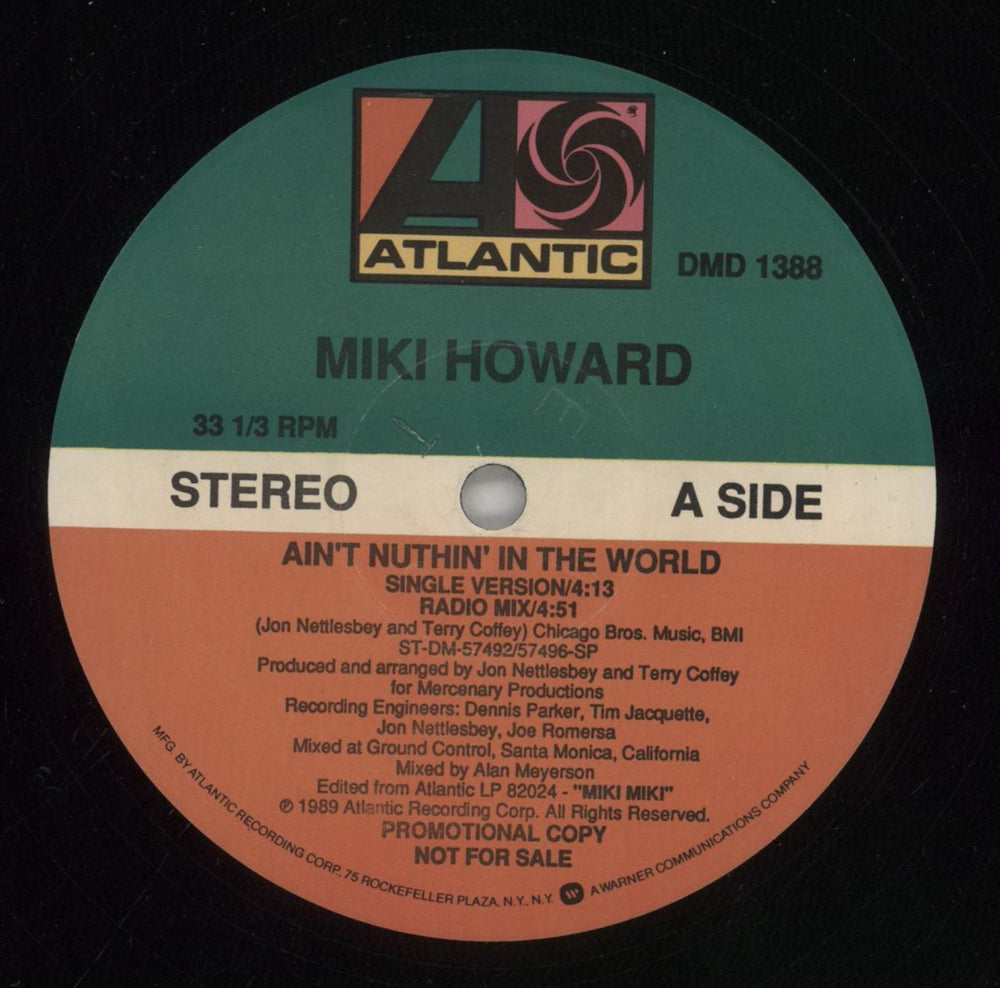 Miki Howard Ain't Nuthin' In The World US Promo 12" vinyl single (12 inch record / Maxi-single) DMD1388