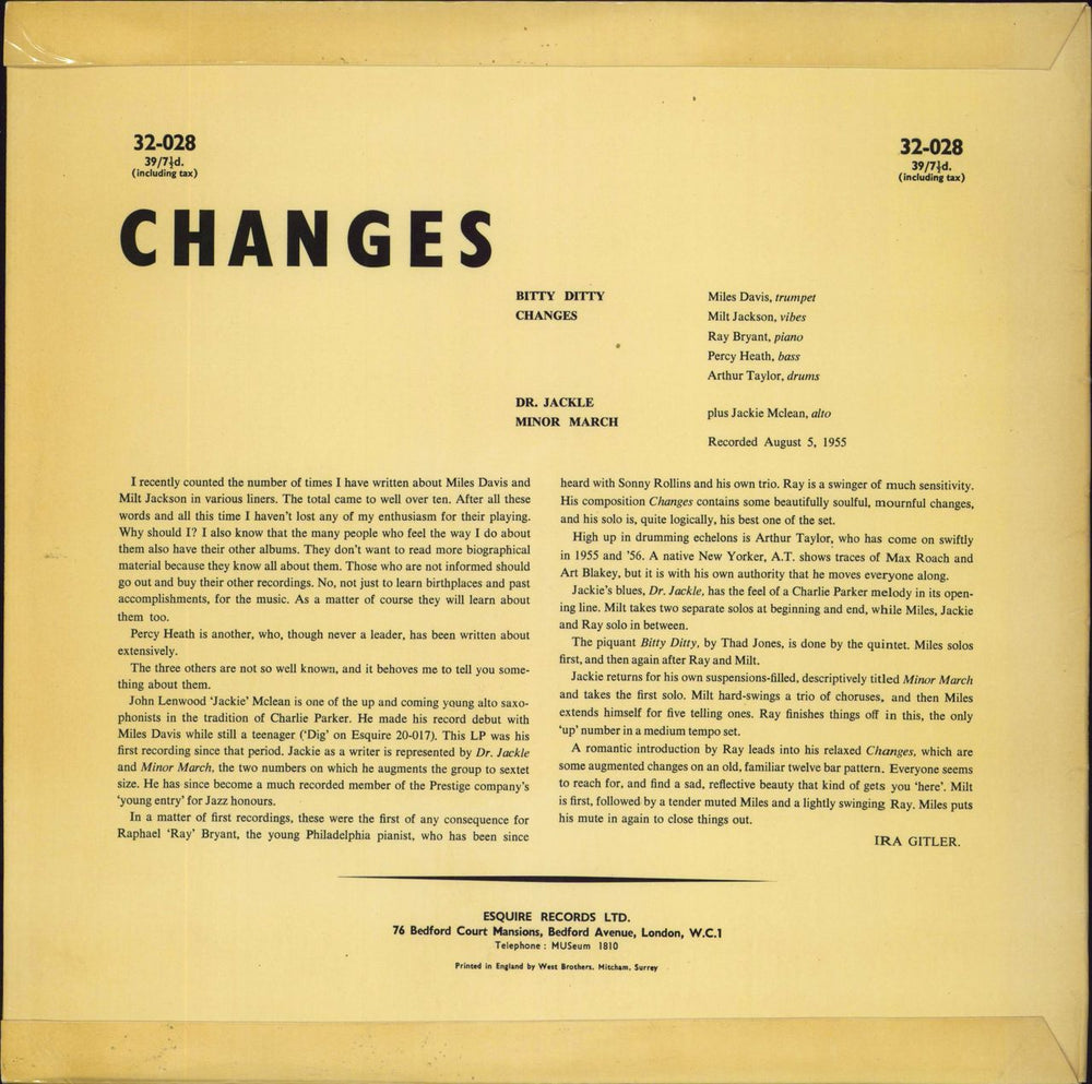 Miles Davis Changes - 1st UK vinyl LP album (LP record)