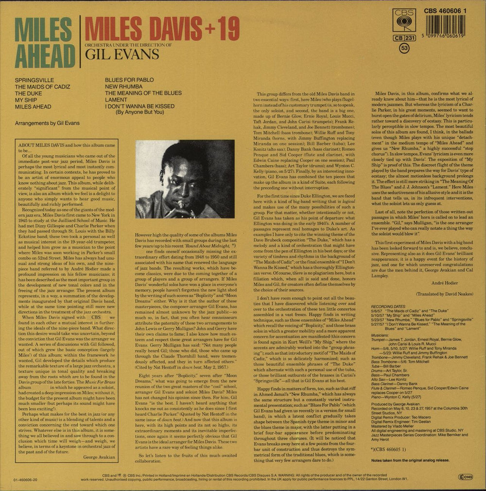 Miles Davis Miles Ahead Dutch vinyl LP album (LP record) 5099746060619