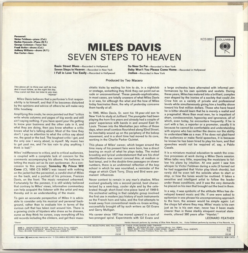 Miles Davis Seven Steps To Heaven US vinyl LP album (LP record)