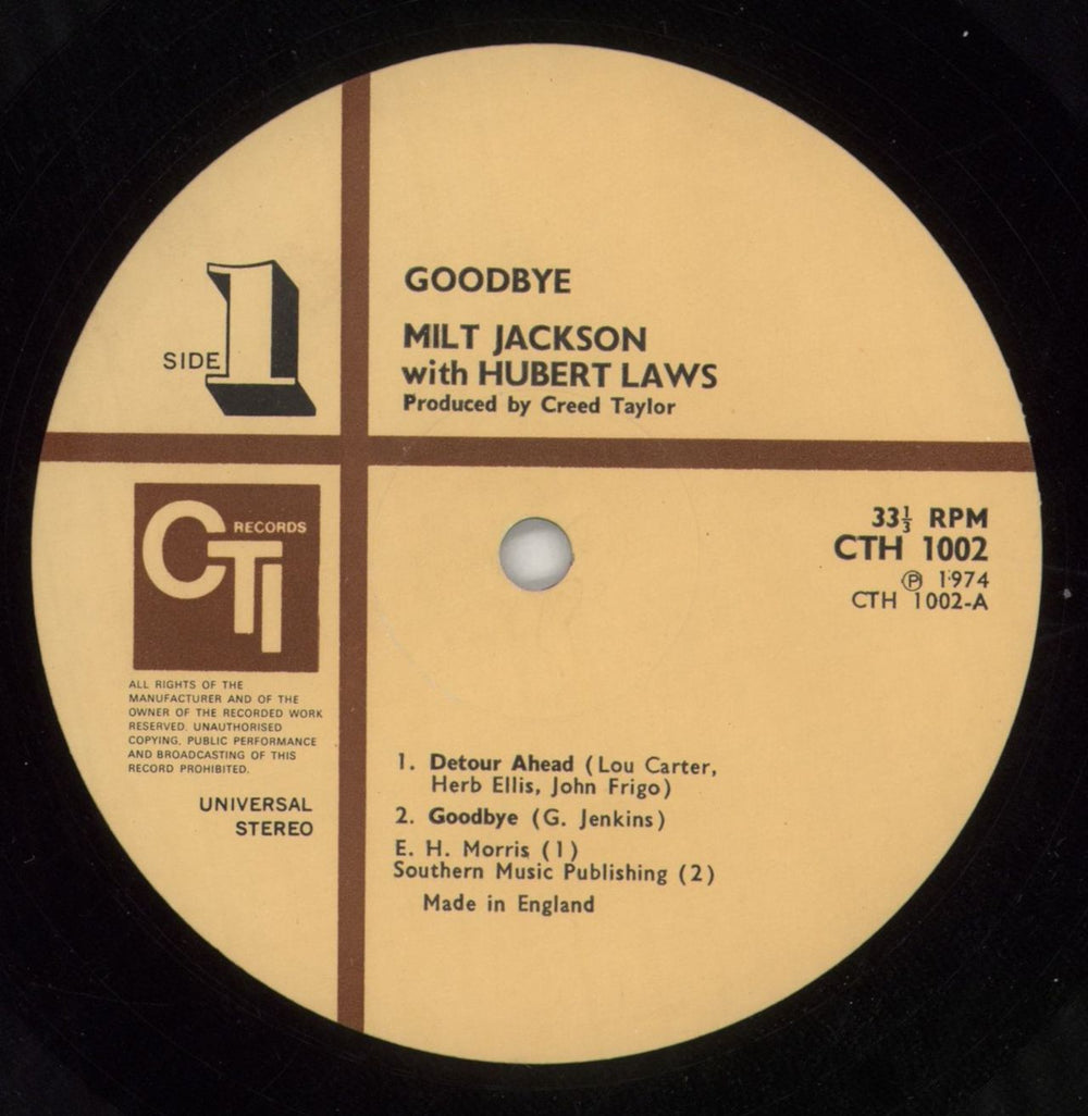 Milt Jackson Goodbye UK vinyl LP album (LP record) MJ1LPGO470445