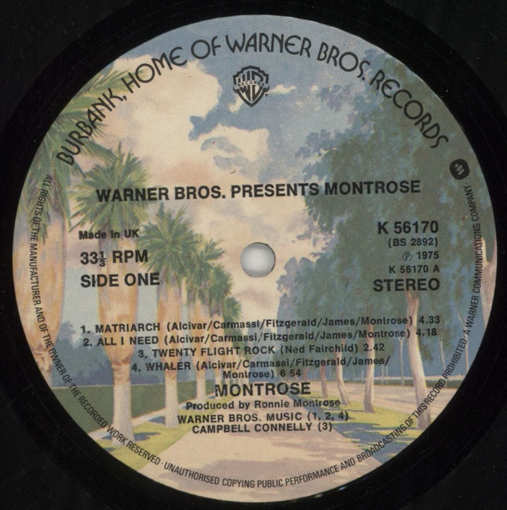 Montrose Warner Brothers Presents Montrose UK vinyl LP album (LP record) TROLPWA445273