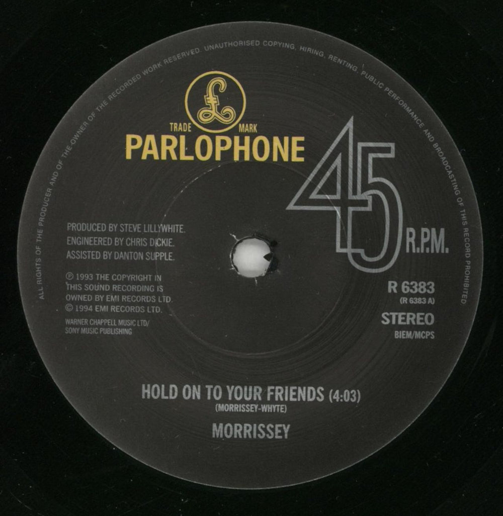 Morrissey Hold On To Your Friends - Numbered UK 7" vinyl single (7 inch record / 45) MOR07HO29106