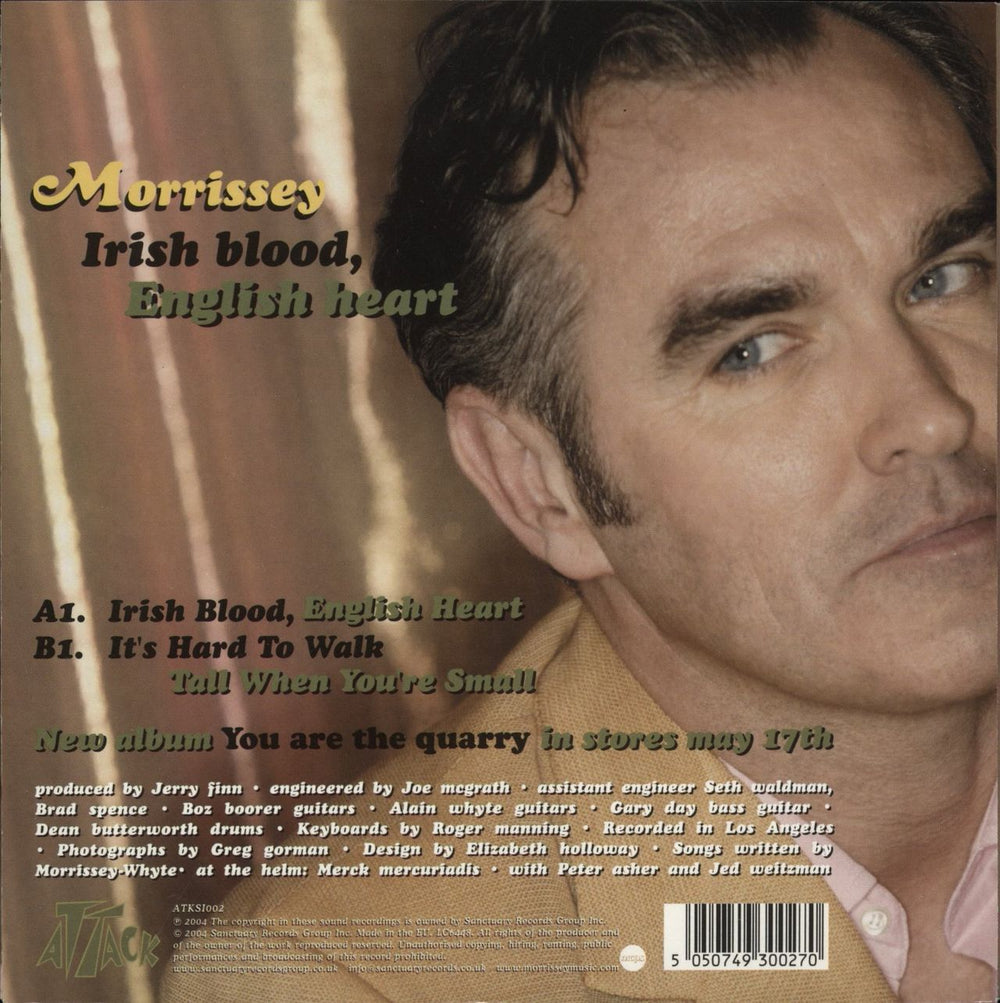 Morrissey Irish Blood, English Heart UK 7" vinyl single (7 inch record / 45) 5050749300270