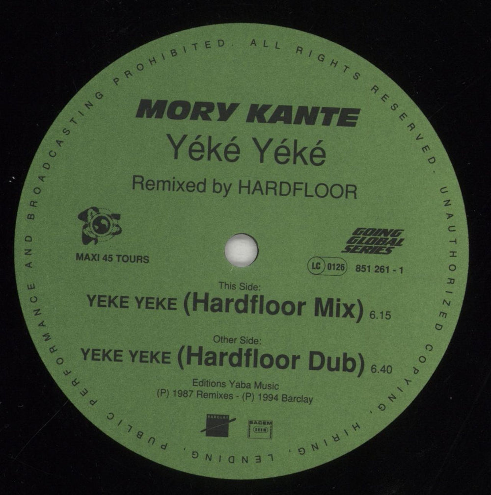 Mory Kante Yeke Yeke [2 Remixes By Hardfloor] French 12" vinyl single (12 inch record / Maxi-single) YKA12YE854792